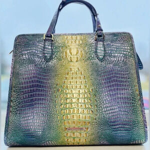 Brahmin Tia Viola Ombre Melbourne Tote Croc Embossed Leather NWT